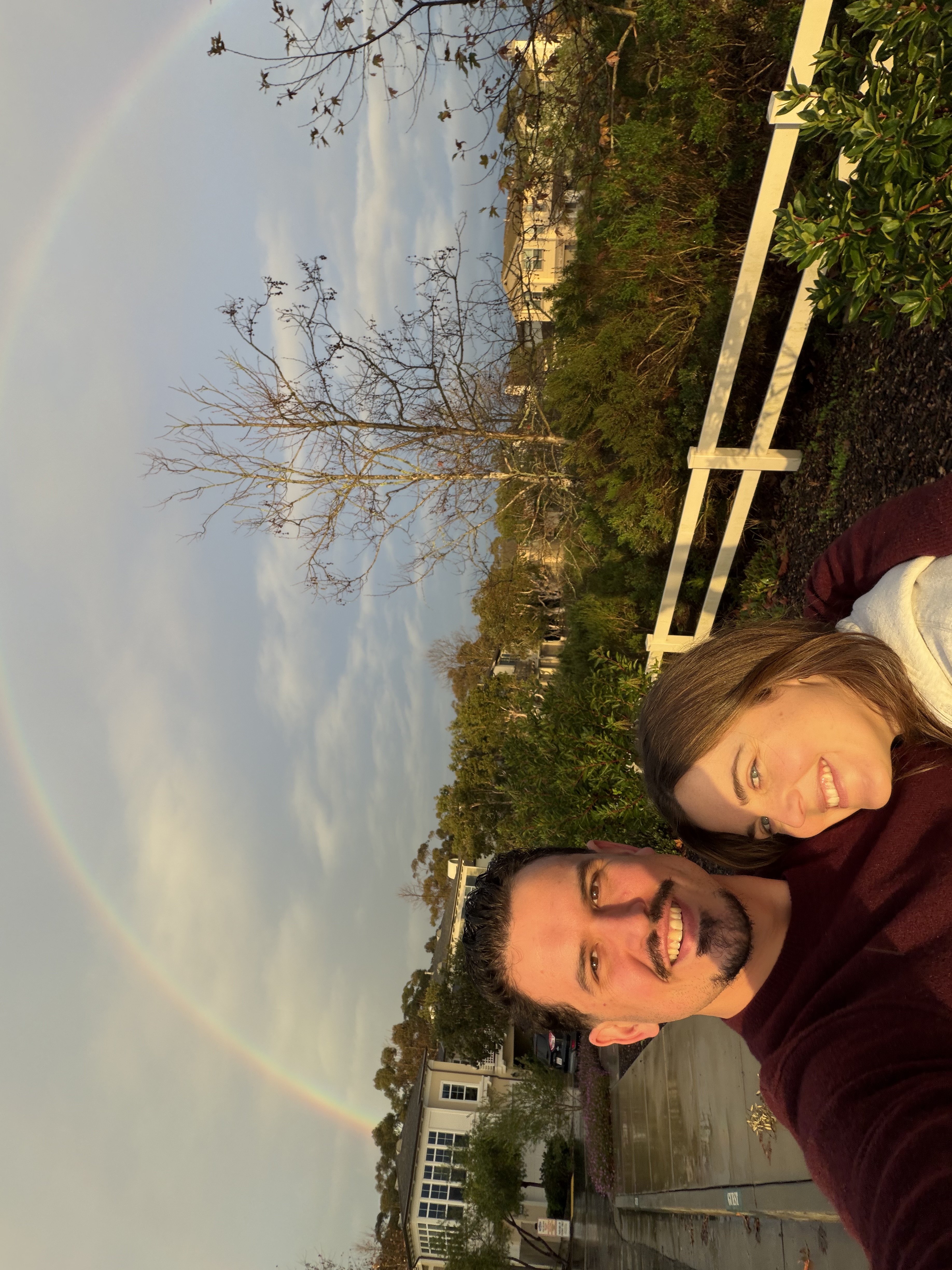 Ashley and Max with a rainbow