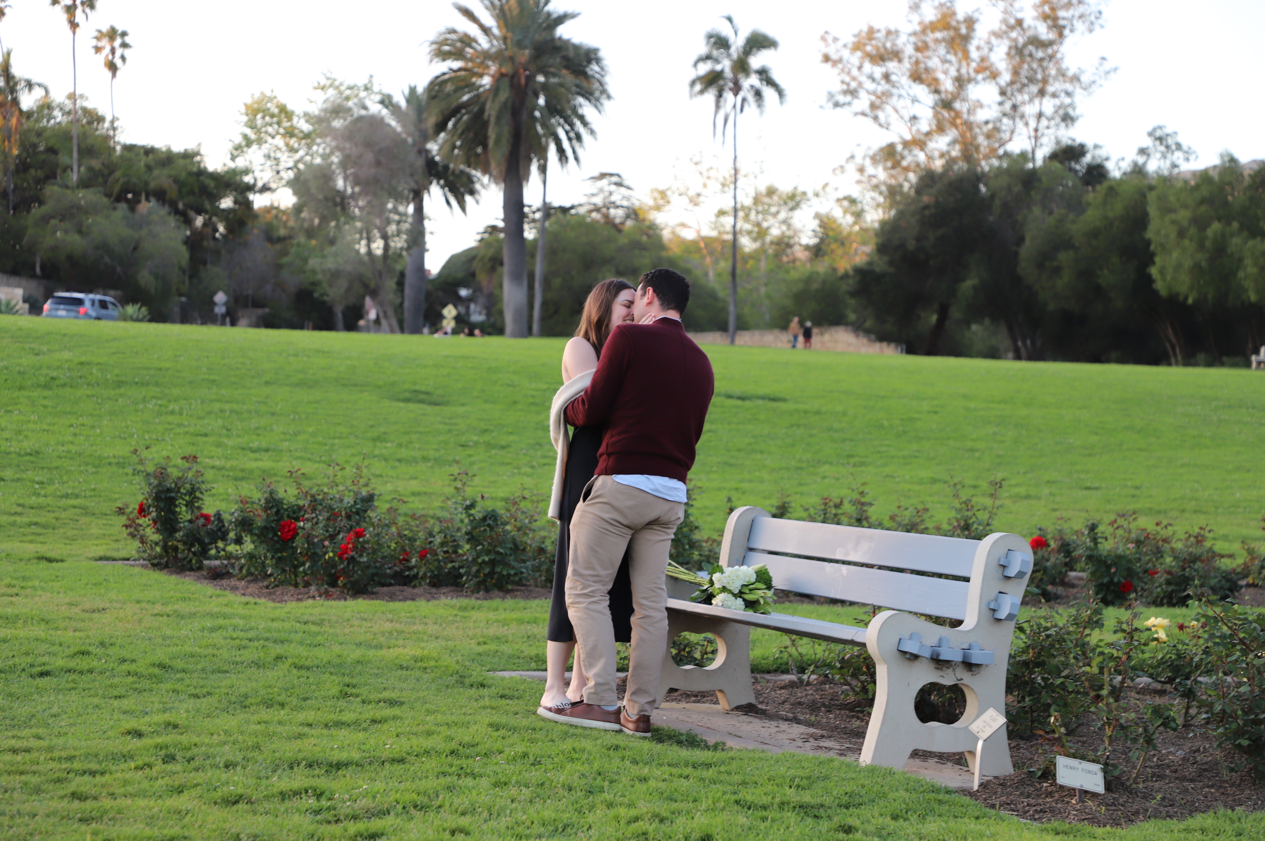 Ashley and Max kissing after the proposal